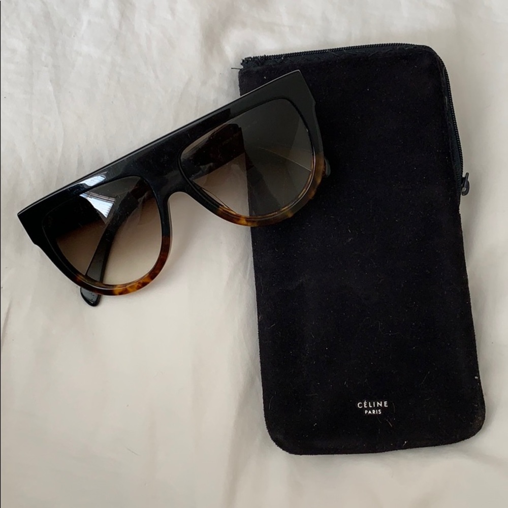 Celine Flattop Two-Tone Shield Sunglasses
